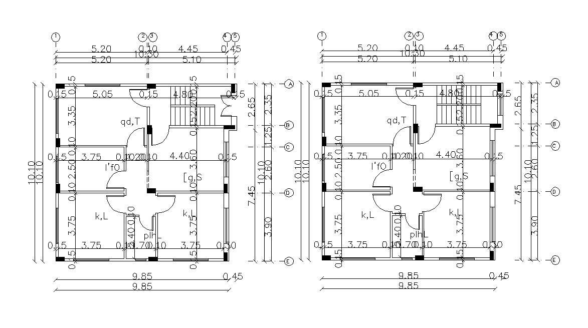 Architecture Working House Column Layout Plan CAD Drawing - Cadbull