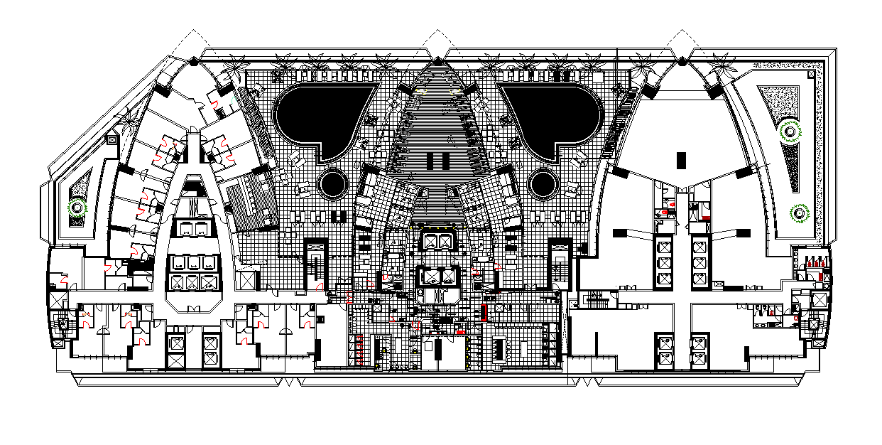 Architecture 5 Star Hotel Ground Floor Plan AutoCAD