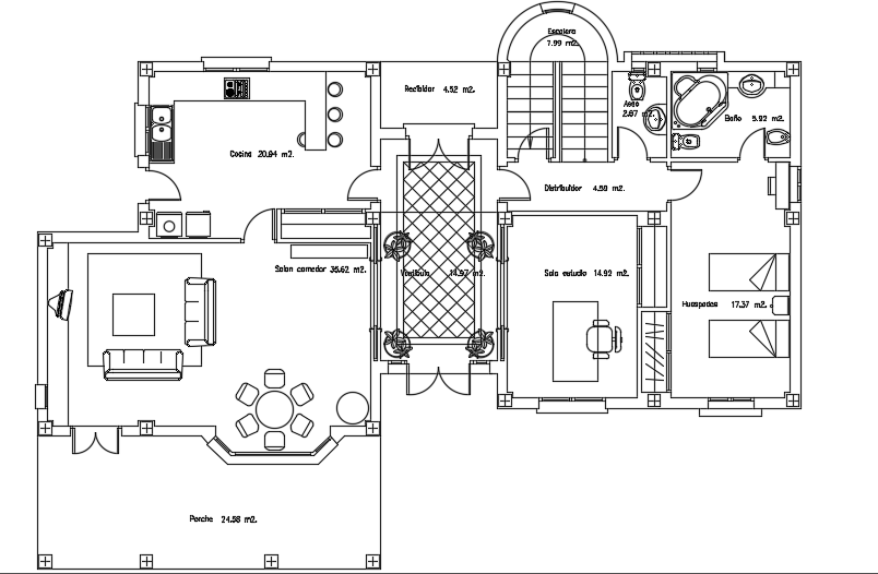 Architecture 5bhk Ground Floor House Plan Autocad 2d Drawing Cadbull