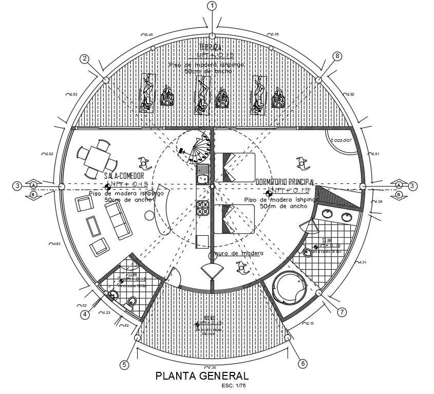 Architecture Circular shape house plan is given in this AutoCAD drawing