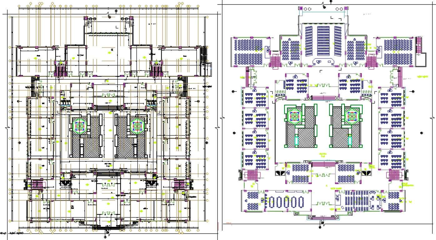 Architecture College Floor Plan With Furniture Drawing