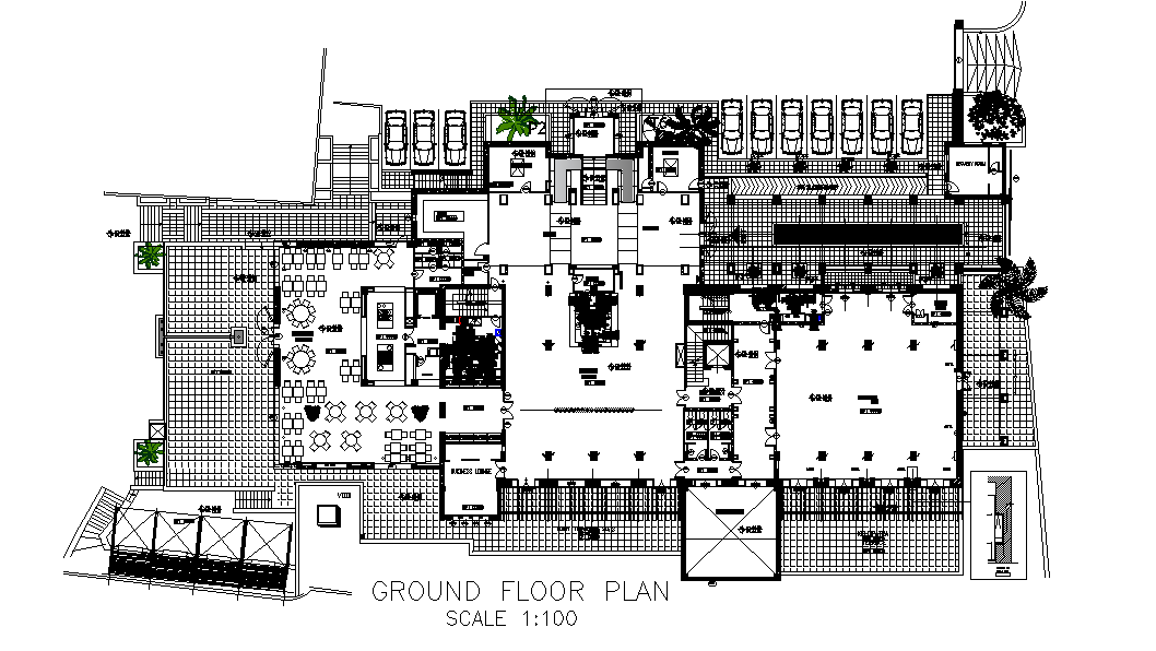 Architecture Hotel Ground Floor Plan AutoCAD Drawing Download DWG File ...