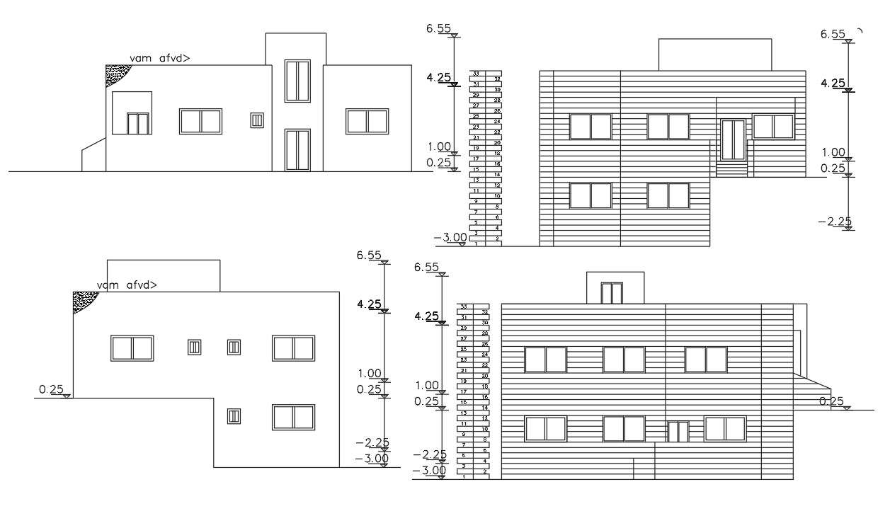 Architecture House Building Elevation Design DWG File - Cadbull