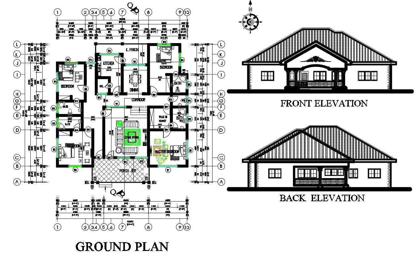 Architecture House Plan And Elevation Complete Drawing Cadbull