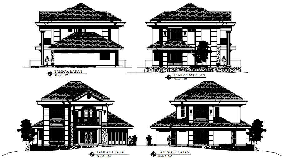 Architecture Modern Bungalow Elevation Design Download Dwg File - Cadbull