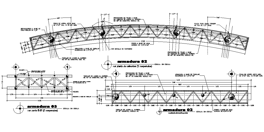 Armor structural detail of 15x8m roof plan is given in this Autocad ...