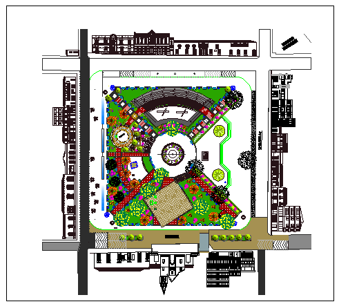 Art gallery landscaping details with all sided elevation dwg file - Cadbull