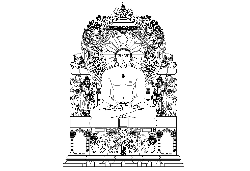 Art piece drawing of buddha stated in this AutoCAD file Download this