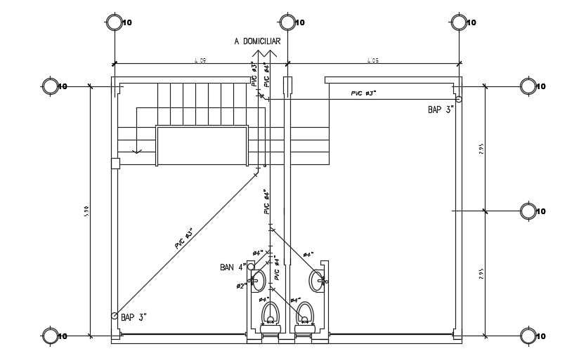 A Sanitary Water Line Layout Of The 9x6m Ground Floor House Plan Cad Drawing Cadbull