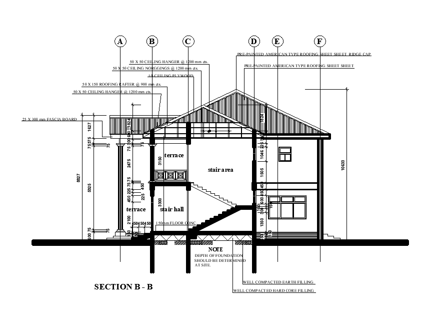 A Section B To B View Of 21x15m Show Room Plan Is Given In This Autocad ...