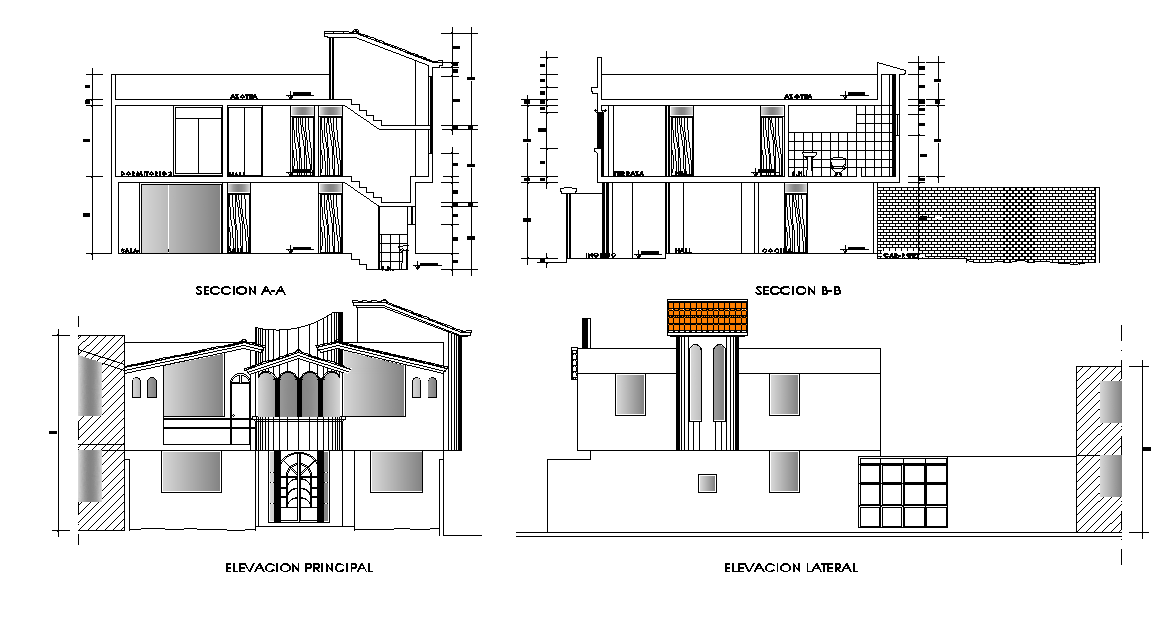 A Section View Of 10x17m House Plan Is Given In This Autocad Drawing Porn Sex Picture