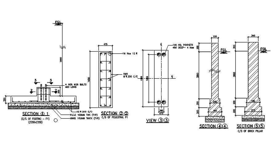 A section detail of foundation is given in the form of 2D AutoCAD DWG ...