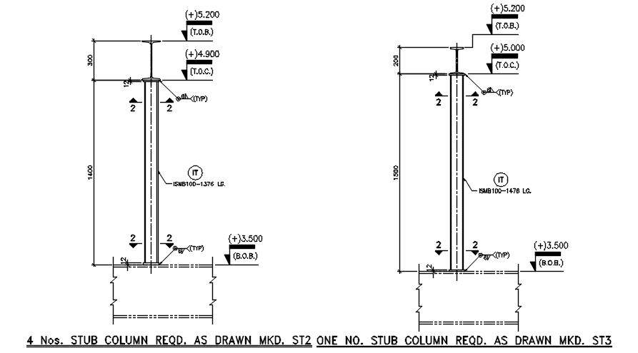 A section detail of stub column has given in this AutoCAD 2D DWG ...