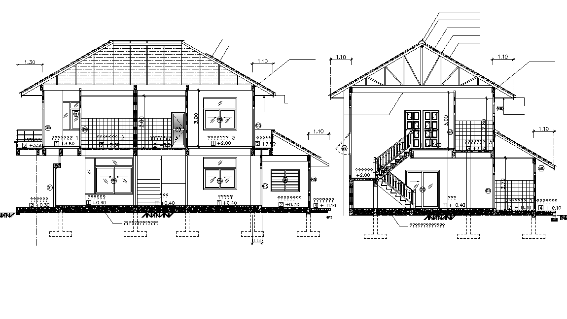 A section view of 10x17m house plan is given in this Autocad drawing ...