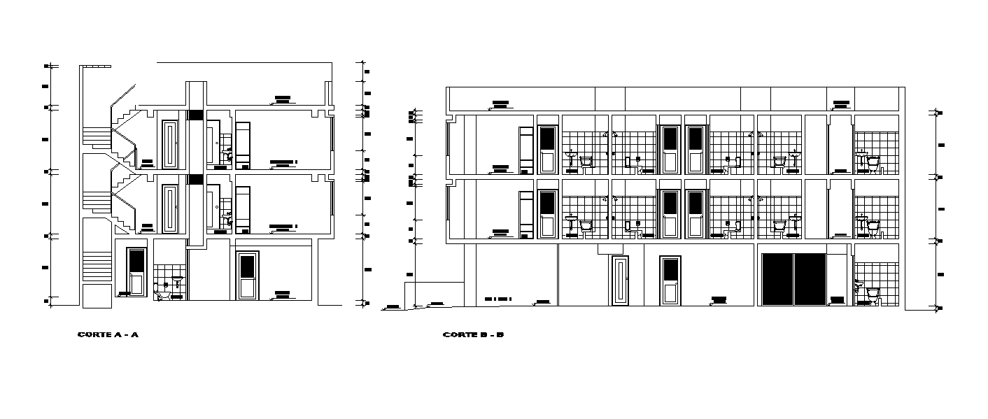 A section view of 10x21m office building is given in this Autocad ...