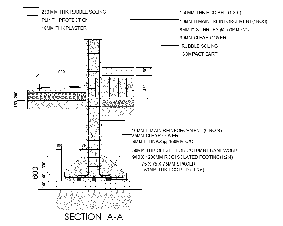 A Section View Of 1400x1000mm Foundation Plan Is Given In This Autocad Modeldownload Now Cadbull