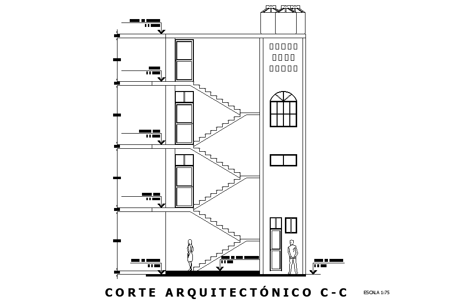 A section view of 14x9m house plan cum commercial building is given in ...