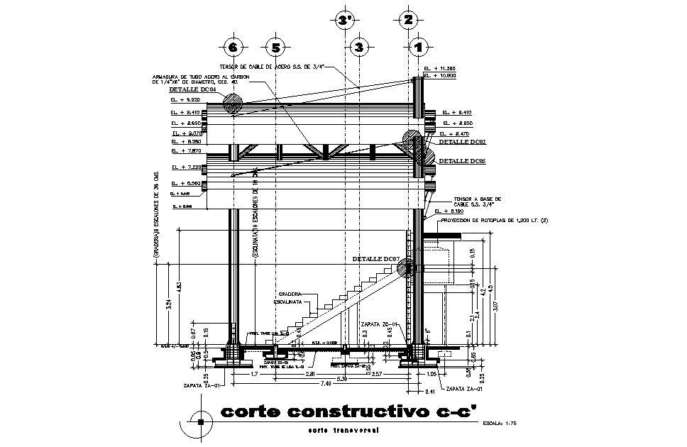 A section view of 17x8m toilet plan is given in this AutoCAD drawing ...