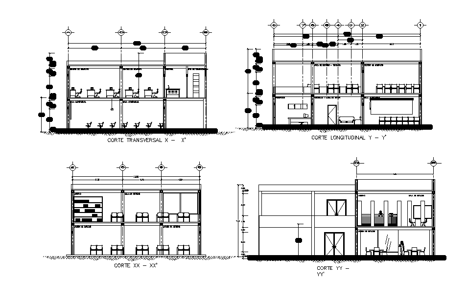 A Section View Of X M Cafeteria Building Is Given In This Autocad Drawing File Download Now