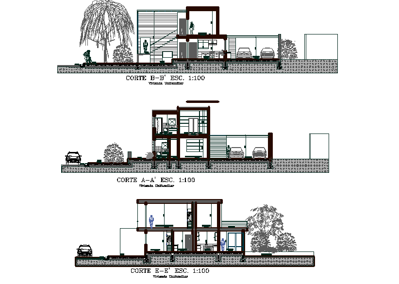 A Section View Of 21x13m Villa House Building Has Been Given In This Autocad Drawing File