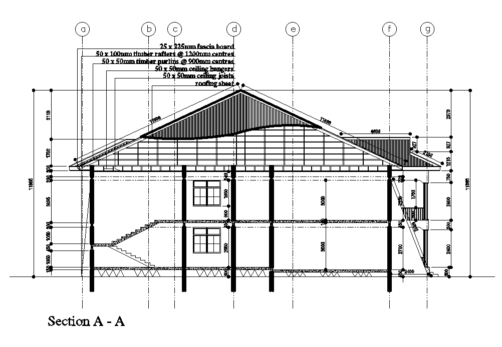 A section view of 22x22m house plan is given in this Autocad drawing ...