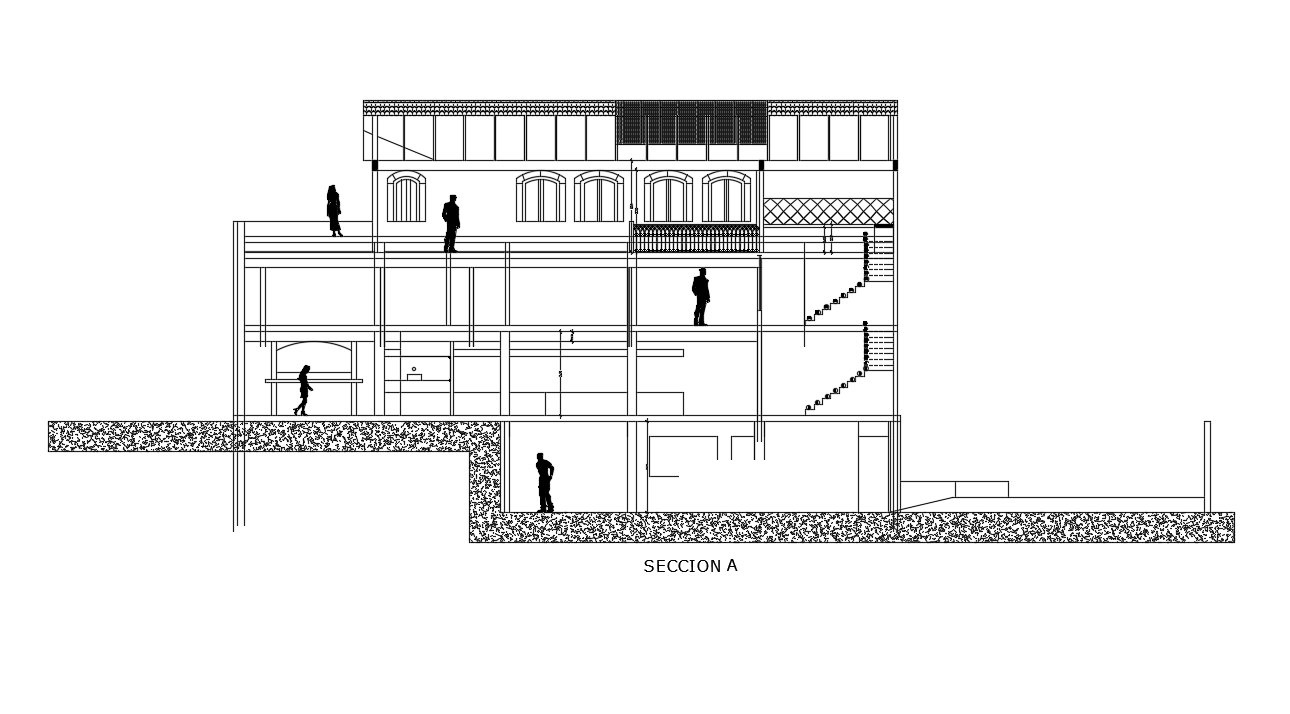 A section view of 24x22m first floor inspection office building is ...