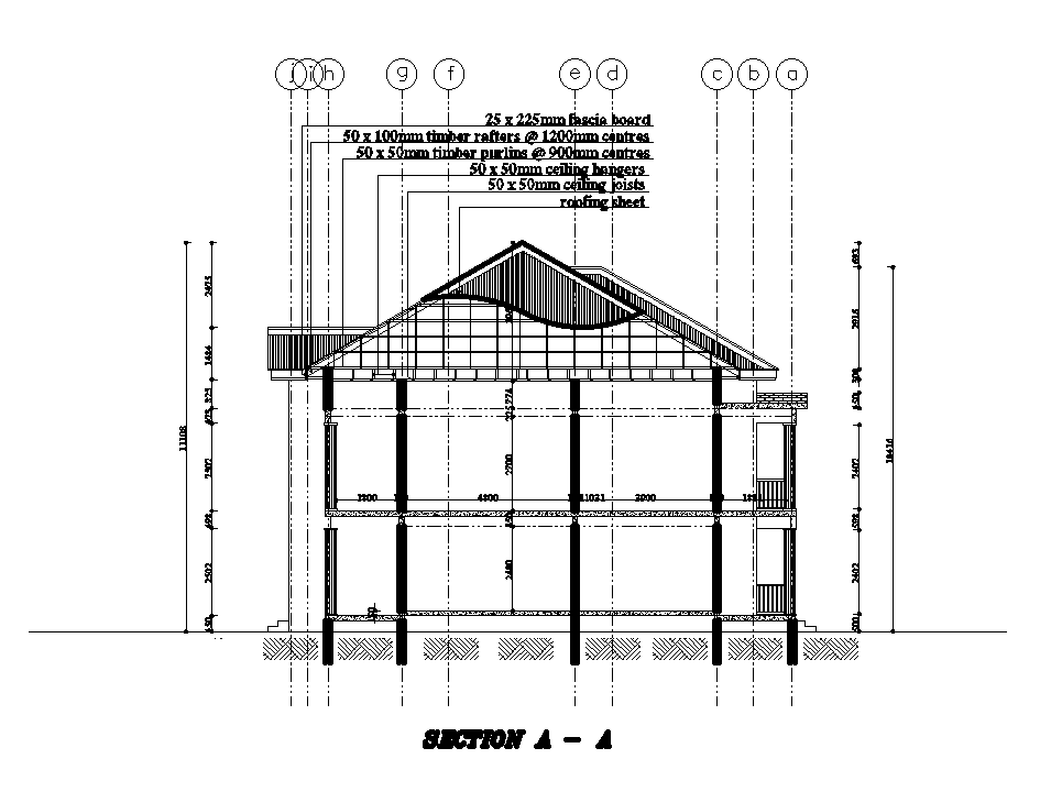 A Section View Of 25x15m Ground Floor Plan Of Residential Building Is Given In This Autocad