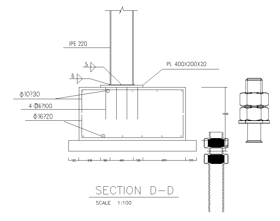 A section view of 2m length of the foundation is given in this AutoCAD ...