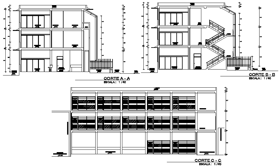 A section view of 54x25m municipal office building is given in this ...