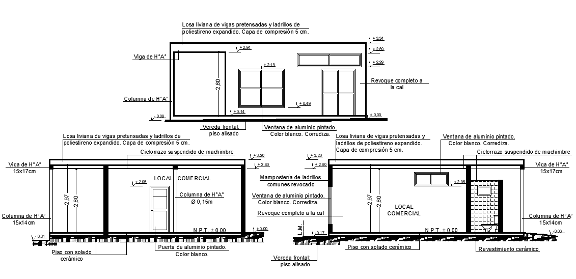 A section view of 9x9m commercial building is given in this Autocad ...