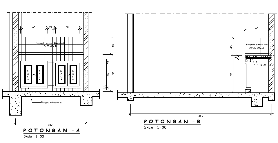 A section view of edge hanging beam is given in this Autocad drawing ...