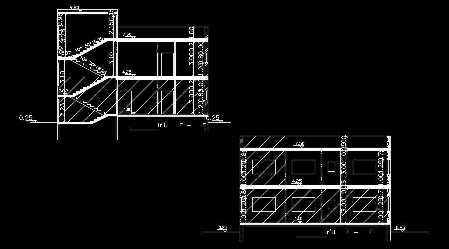 A section view of the 13x14m house building - Cadbull