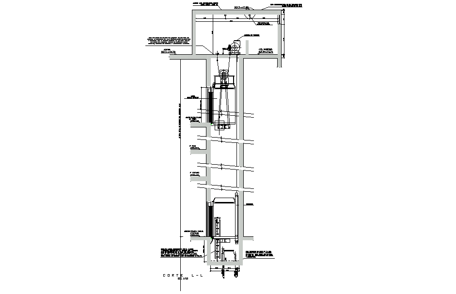 A section view of the 22x28m commercial building lift is given in this ...