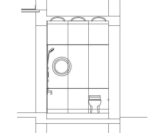 A section view of the 2300x2700mm toilet building AutoCAD model is ...