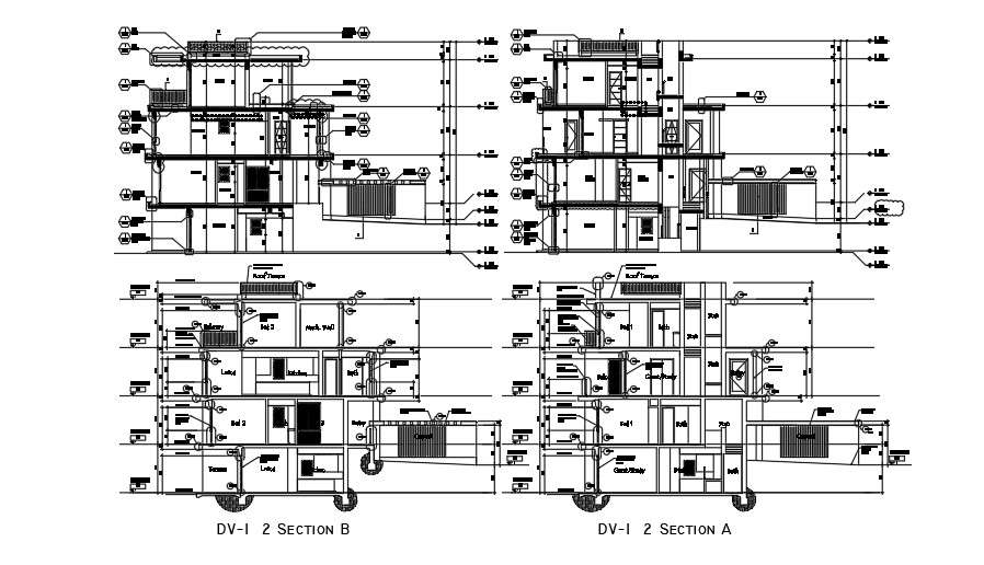 A section view of the 23x18m house building drawing is given in this ...