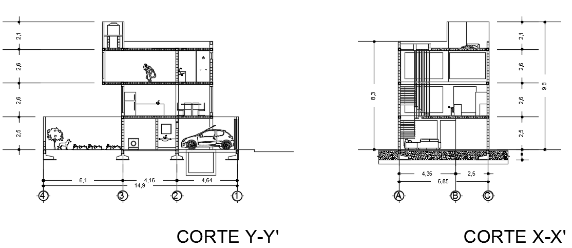 A section view of the 7x15m works administration department guest house ...