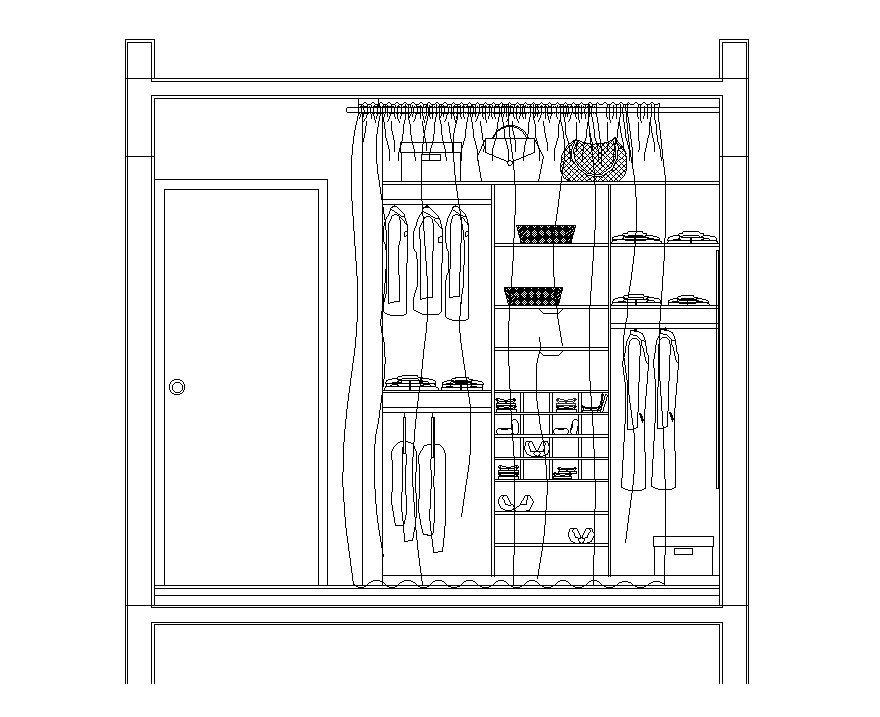 A section view of the bedroom dressing area is given in this Autocad ...