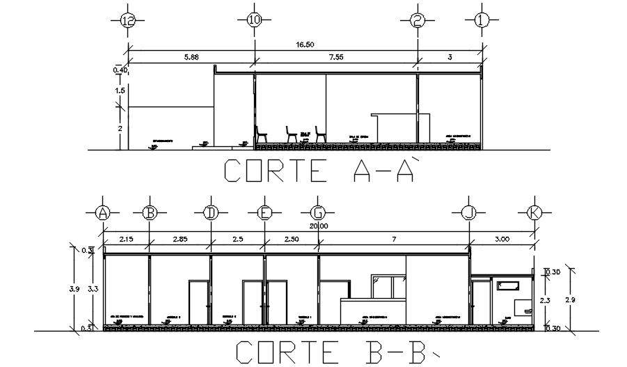 A section view of the laboratory is given in this Autocad drawing file ...