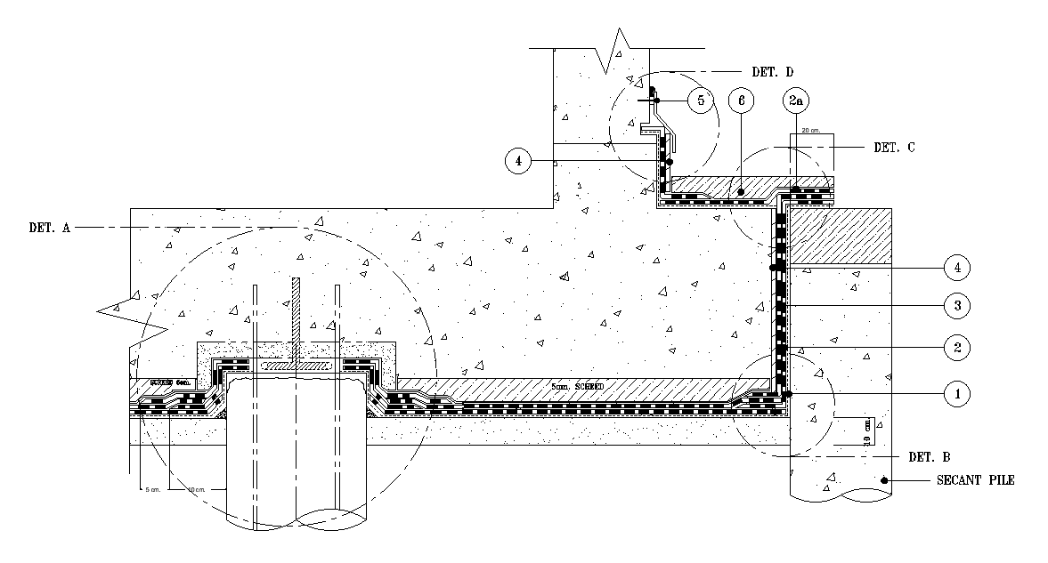 Detail Dwg Waterproofing Cad Pump Sump Xv Drawings Internal Contiguous ...