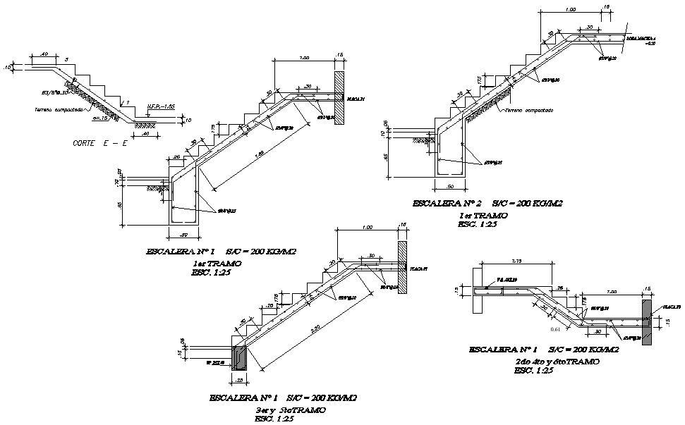 A staircase section view is given for 10x20m office building in this ...