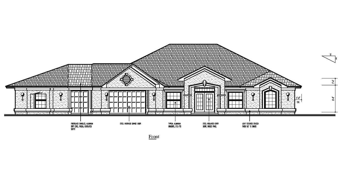 Attic House Front Elevation Design DWG File - Cadbull