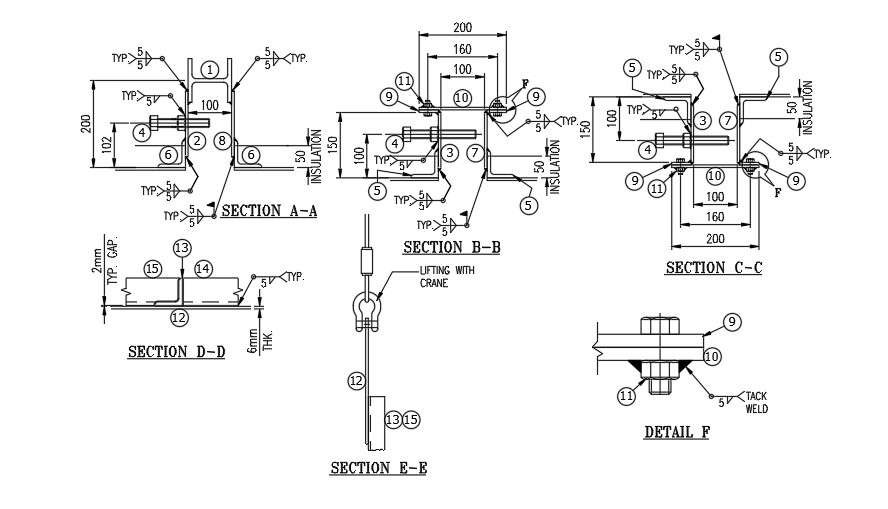 A typical welding connection AutoCAD drawing - Cadbull