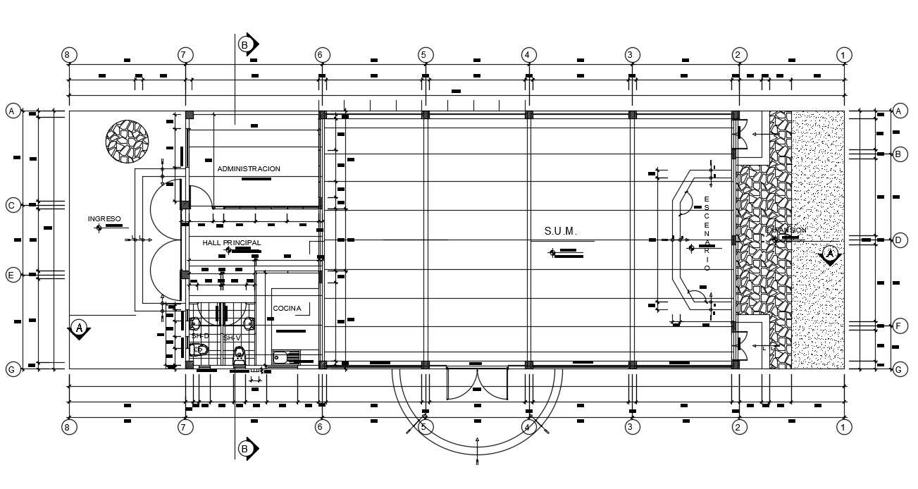 Auditorium layout plan presented in this file. Download this 2d AutoCAD ...