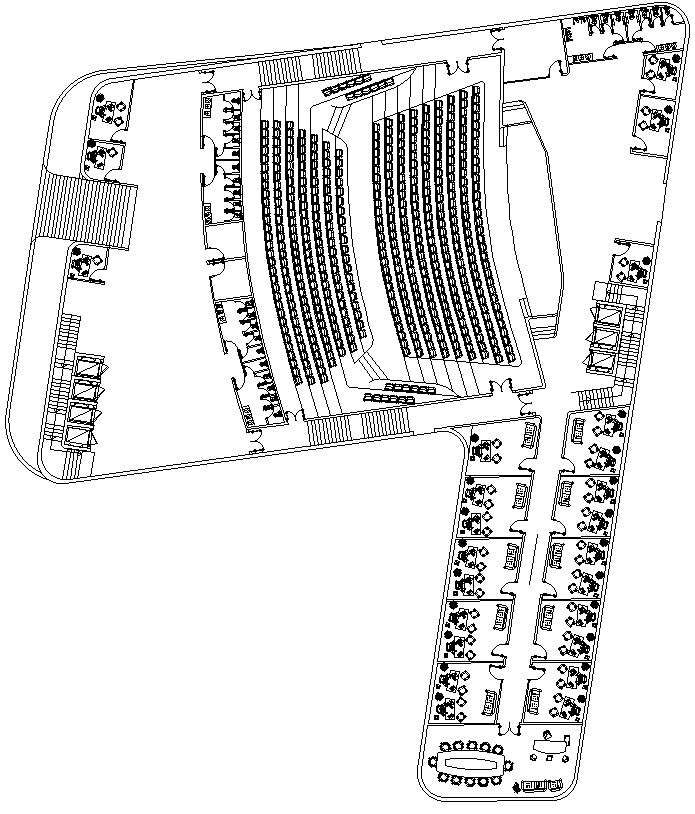 Auditorium with office cabin details plan in AutoCAD, dwg file. - Cadbull