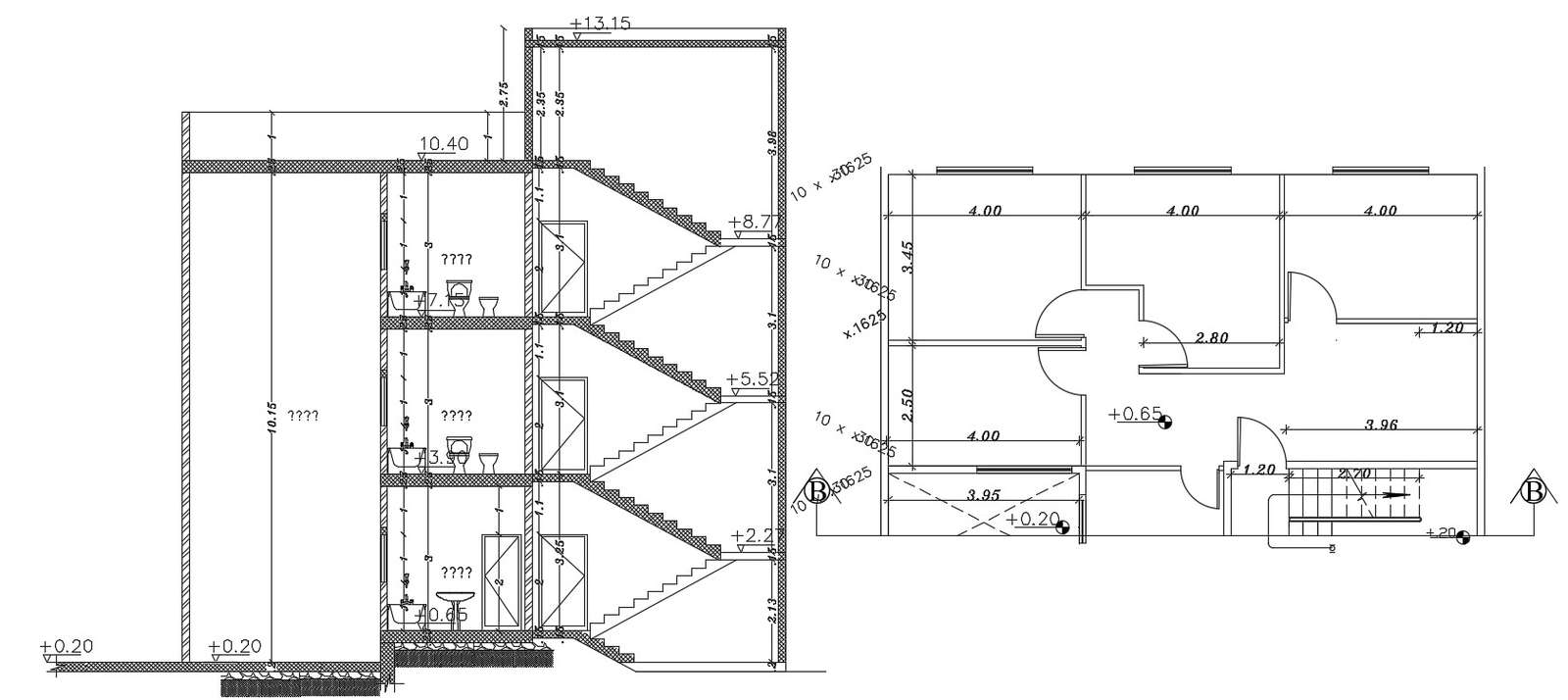 AutoCAD Apartment Building Plan And Section Design - Cadbull