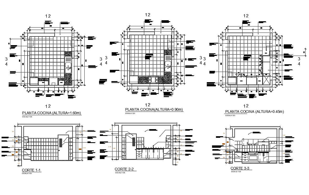 AutoCAD Drawing OF Kitchen Interior Design With Flooring CAD File - Cadbull