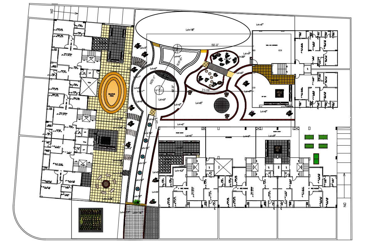 AutoCAD Drawing Of Apartment Design With Landscape And Working Drawing ...