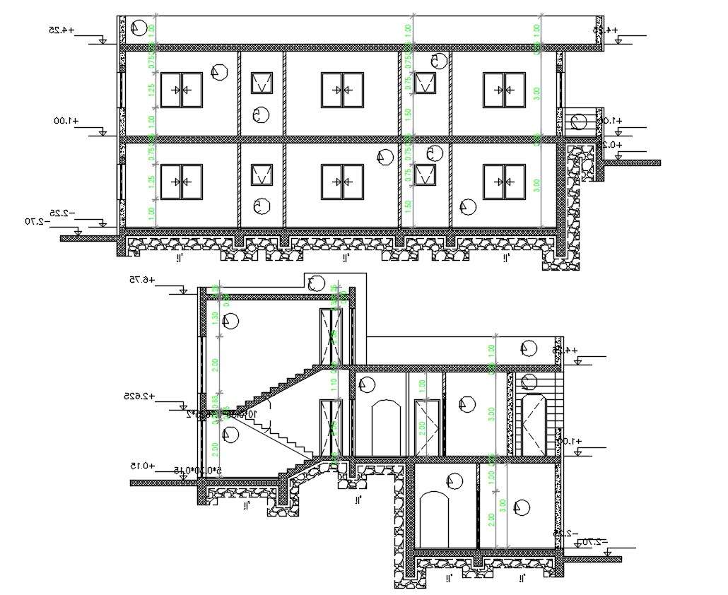 AutoCAD House Building Cross Section Drawing DWG File