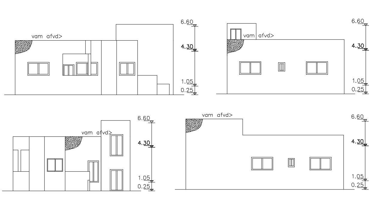 AutoCAD House Elevation Design Download Free Drawing - Cadbull