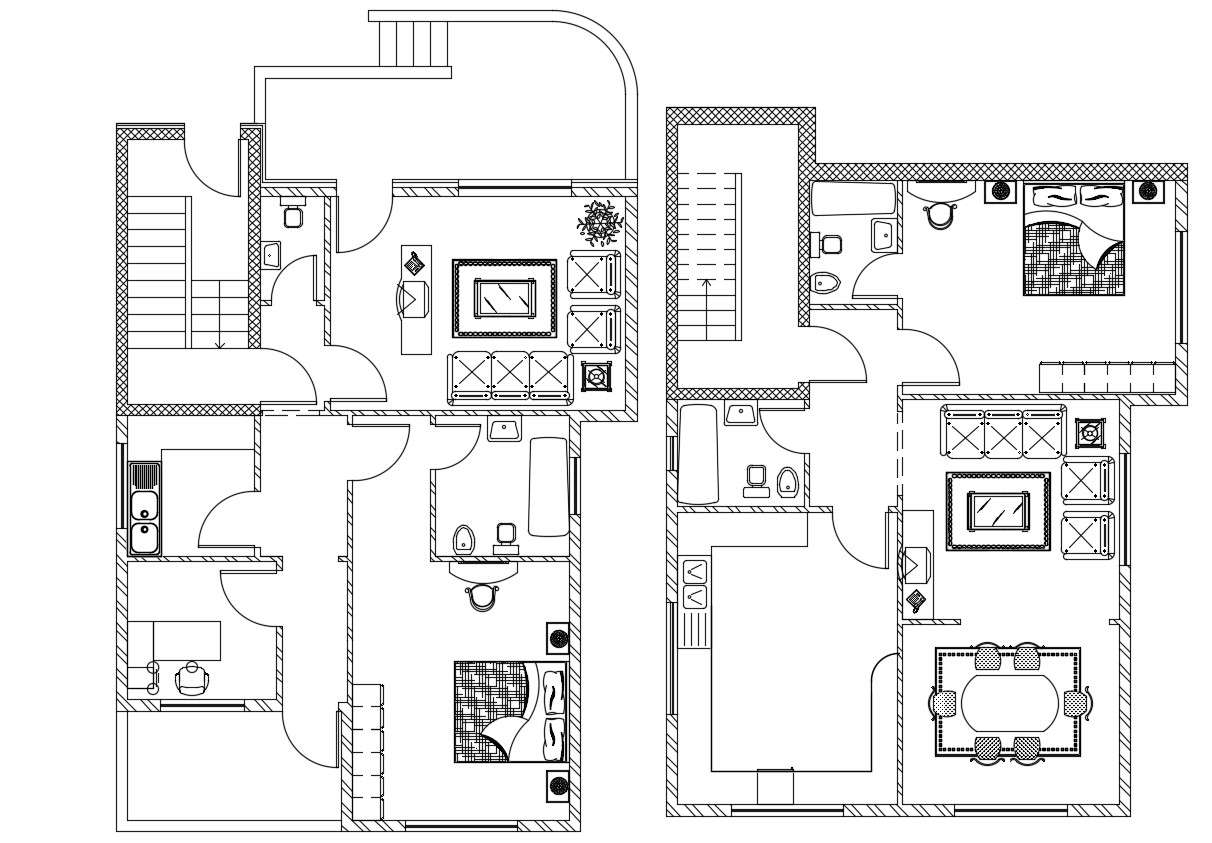 44 X 48 Autocad House Plan Dwg File Cadbull